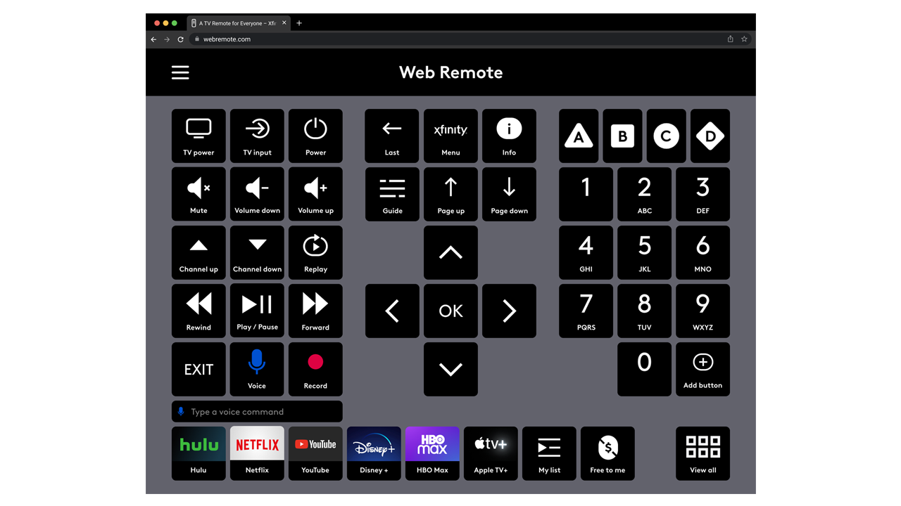 comcast web remote